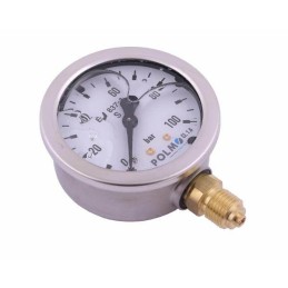 Glicerino manometras m63 0 100 bar dugno jungtis