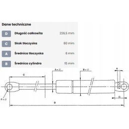 Dujinė spyruoklė L226 5 mm 400N stabilus CA094323