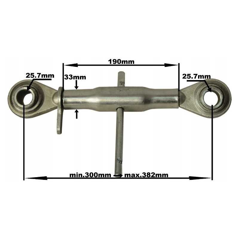 Viršutinė jungties strypas 300 382mm fi 25 4 m30x3 5