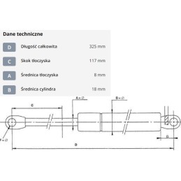 Dujinė spyruoklė l325 mm 200n stabilus ca878346