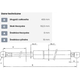 Dujinė spyruoklė l406 mm 500n stabilus ca4217pp