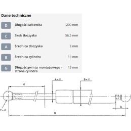 Dujinė spyruoklė l200 mm 200n stabilus ca4327id