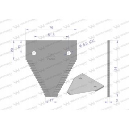 Derliaus nuėmimo peilis 84x76x3mm skylė 6 5 aplikacija 611203