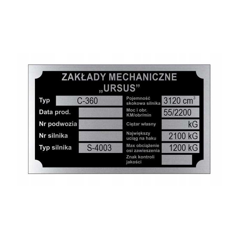 Ursus c 360 c360 vardinė lentelė