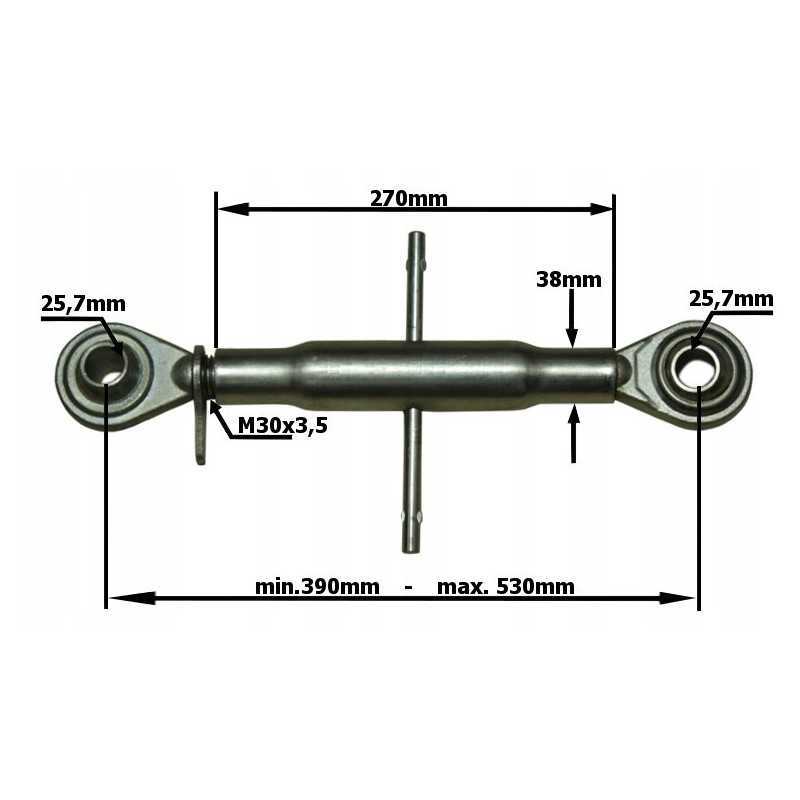 Universali viršutinė jungtis 400 570mm m30x3 5 2 kat