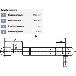 Dujinė spyruoklė L1140 5 mm 600N stabilus CA156807