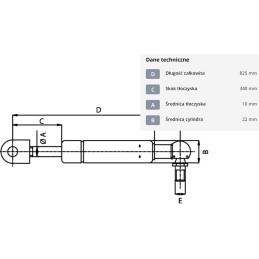 Dujinė spyruoklė l825 mm 460n stabilus ca037317