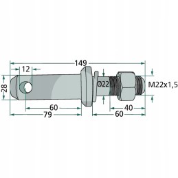 Prikabinimo kaištis katė 2 m22x1 5