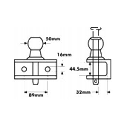 Dvigubas K50 3t priekabos kablys