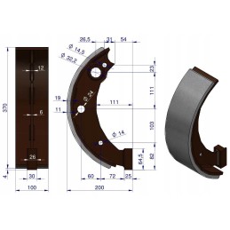 Stabdžių kaladėlė 1 dešinė 1 kairė priekaba d 50