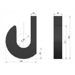 Užkabinkite 50 skersmens krautuvo kaušo plieninį kabliuką