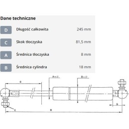 Dujinė spyruoklė l245 mm 400n stabilus CA8832up