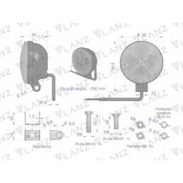 Apvali darbinė lempa mini 12w 4 led glanz motoge