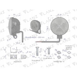 Apvali darbinė lempa mini 12w 4 led glanz motoge