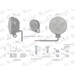 Apvali darbinė lempa mini 12w 4 led glanz motoge