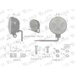 Mini apvali darbinė lempa 12w 4 LED glanz