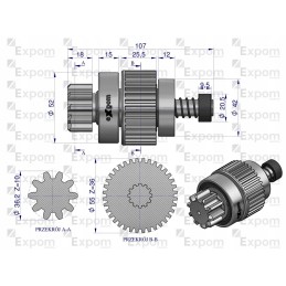 Case MF magnetinio starterio movos mazgas