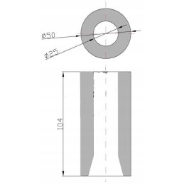 Krautuvo noragų įvorė 104x50mm, skirta suvirinimo ašims