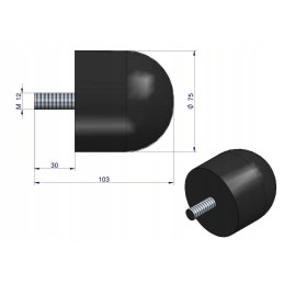 Spyruoklė, guminis bamperis, varžtas M12, aukštis 74mm, nr.192