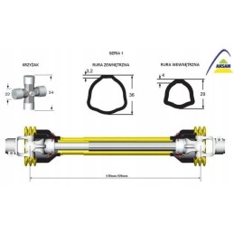 Šarnyrinis ir teleskopinis velenas 610 920 mm 210 nm 10 230 c