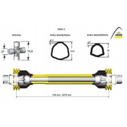 Šarnyrinis ir teleskopinis velenas 710 1070 mm 460 nm 50240