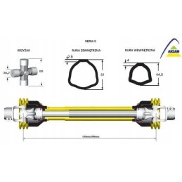 Šarnyrinis ir teleskopinis velenas 610 880 mm 620 nm 60230 c