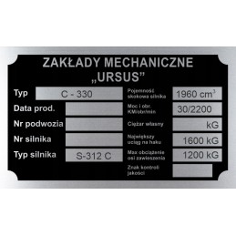 Ursus c 330 c330 c330m 330 m vardinė lentelė