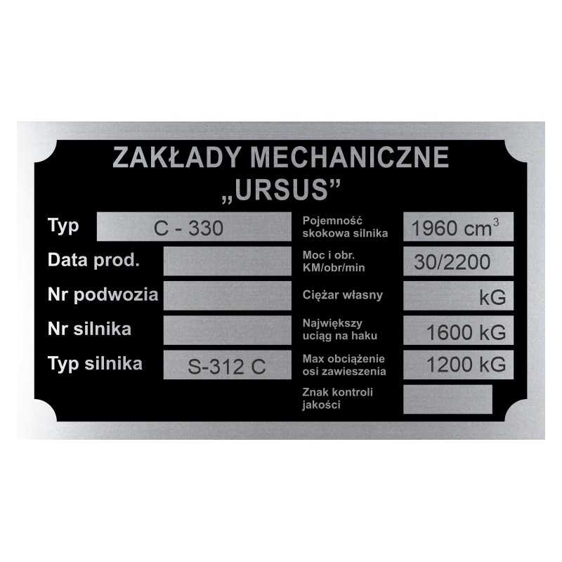 Ursus c 330 c330 c330m 330 m vardinė lentelė
