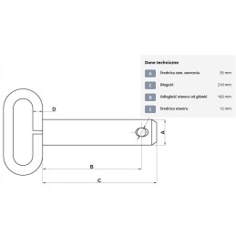 Tiesus kaištis su rankena 35mm dl 183mm