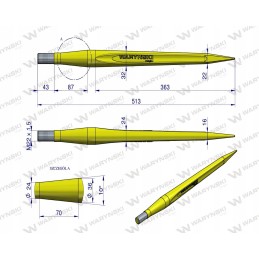 Universalus krautuvas, tiesus, l 510 mm, apvalūs matmenys