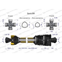 kardaninio veleno velenas 1510 2290 1240 nm z21 8r warynski