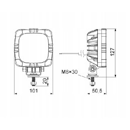 Kombinuotas priekinis žibintas su traktoriaus laikikliu