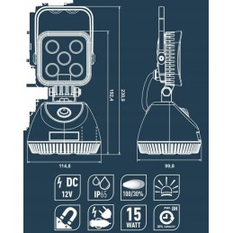 Įkraunama LED dirbtuvių lempa 12v 23