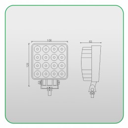 Kamar 16 LED 43W kvadratinė darbinė lempa