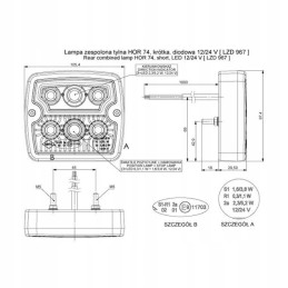 Trijų funkcijų kombinuoti galiniai žibintai 12 LED 12v 24v