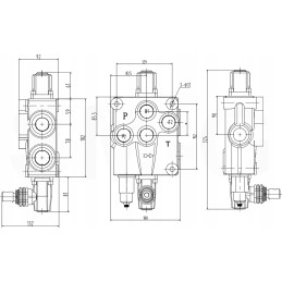 Hidraulinis skirstytuvas, 1 sekcija, 120l, svirtis