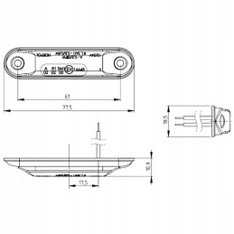 Raudona plona priekinė lemputė 4 LED 12v 24v