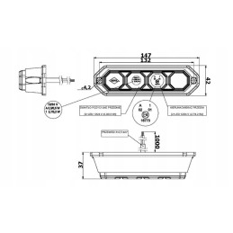 Kombinuotas priekinis žibintas 4 LED 12v 24v horpol