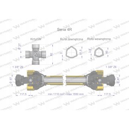 Kardaninis velenas 1110 1550mm 540nm CE Warynski