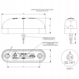 LED markerinė lempa ovali 12v 24v raudona