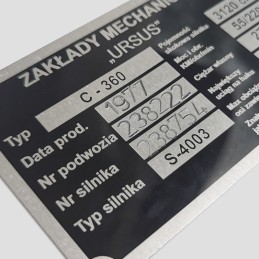 Antspauduota Ursus C 360 vardinė lentelė