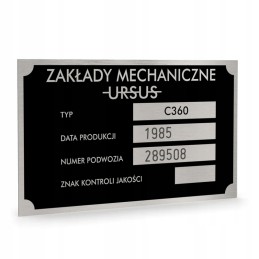 Antspauduota Ursus C 360 vardinė lentelė