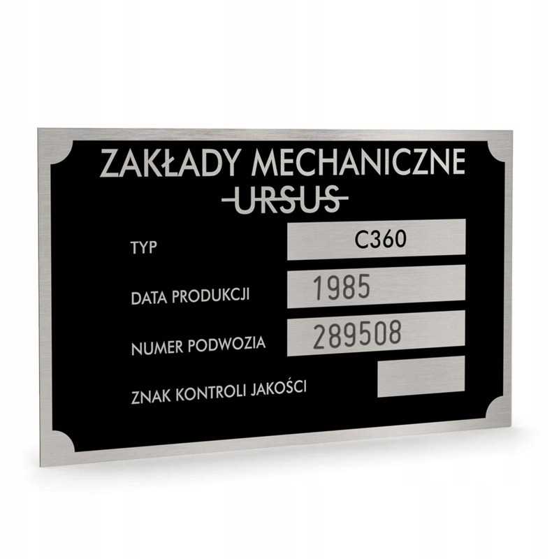 Antspauduota Ursus C 360 vardinė lentelė
