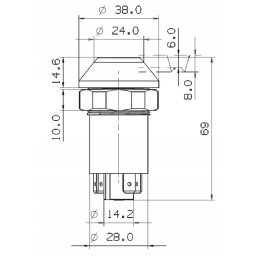 Apvalus raudonas kardaninio veleno mygtuko jungiklis