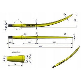Dantų krautuvas tur, kaltinės šakės 680 mm Warynski