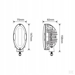 Ovali LED darbinė lempa 30w 2400lm su kištuku