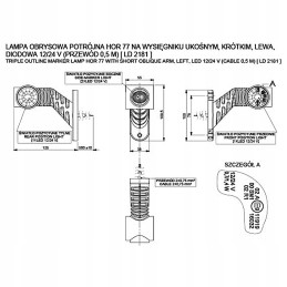 Triguba gabaritinė lemputė hor 77a 12v 24v kairysis led