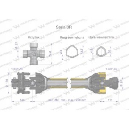 Šarnyrinis ir teleskopinis velenas 860 1250mm 460nm mova