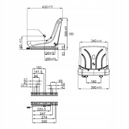 Universali PVC sėdynė ant bėgių traktoriams