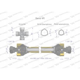 Kardaninis velenas 860 1250mm 540nm CE Warynski